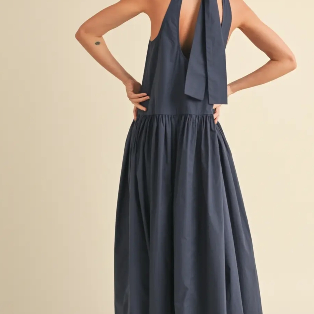 NWT Tie Back Navy Blue Sundress